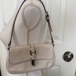 Steve Madden Cream Pebbled Leather Shoulder Bag with Buckle